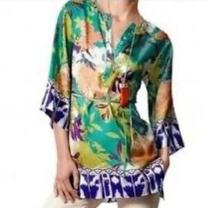 CAbi‎ Poetry Silk Floral Print Tunic Size Medium
